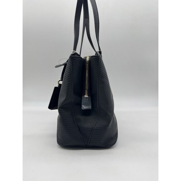 GUESS Lyndi Girlfriend croc embossed large women's satchel bag - Black NEW! - Picture 10 of 12